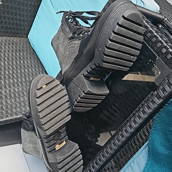 Rhinestone studded black combat platform boots size 8.5 - Picture 4 of 5